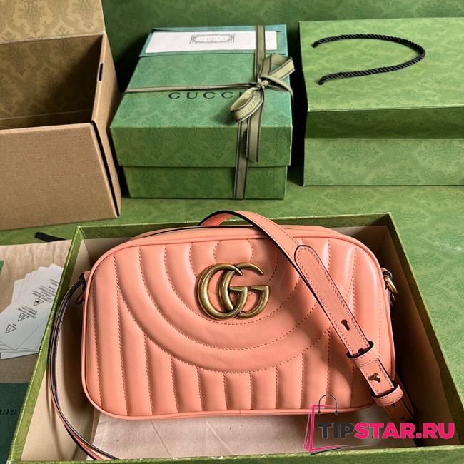 Gucci GG Marmont Shoulder Bag Peach Leather Size 24x13x7 cm - 1