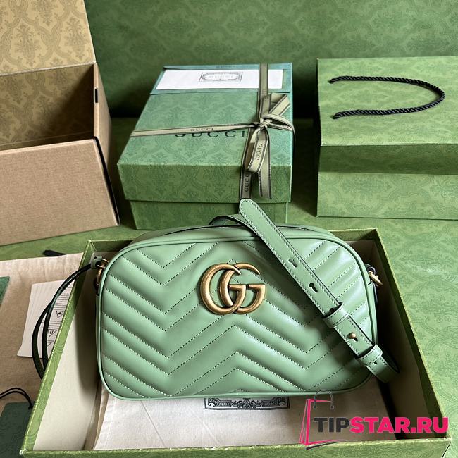 Gucci GG Marmont Shoulder Bag Green Leather Size 24x13x7 cm - 1