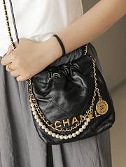 Chanel 22 Mini Handbag Shiny Black With Pearl AS3980 Size 20×19×6 Cm - 2