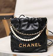 Chanel 22 Mini Handbag Shiny Black With Pearl AS3980 Size 20×19×6 Cm - 1