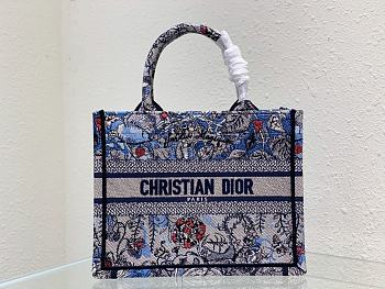 Denim Multicolor Dior Jardin Magique Embroidery Size 26.5x21x14 cm