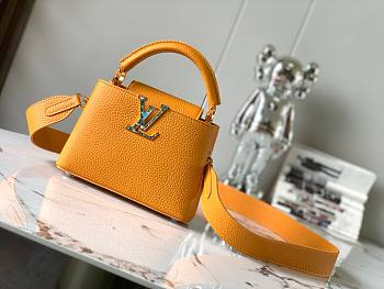 LV Mini Capucines Bag Safran Imperial Orange Size 21x14x8 cm