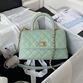Chanel Light Green With Top Handle Size 23 cm