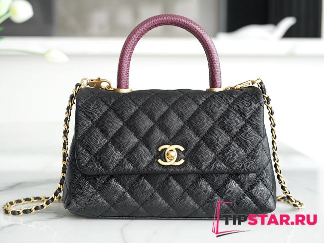 Chanel Coco Handle Lizard Black Small Size 14×24×10 cm - 1