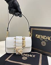 Fendi X Varsace Small Baguette Underarm Bag Metal Pins White Size 20x13x5 cm - 1
