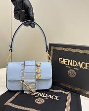 Fendi X Varsace Small Baguette Underarm Bag Metal Pins Blue Size 20x13x5 cm - 1