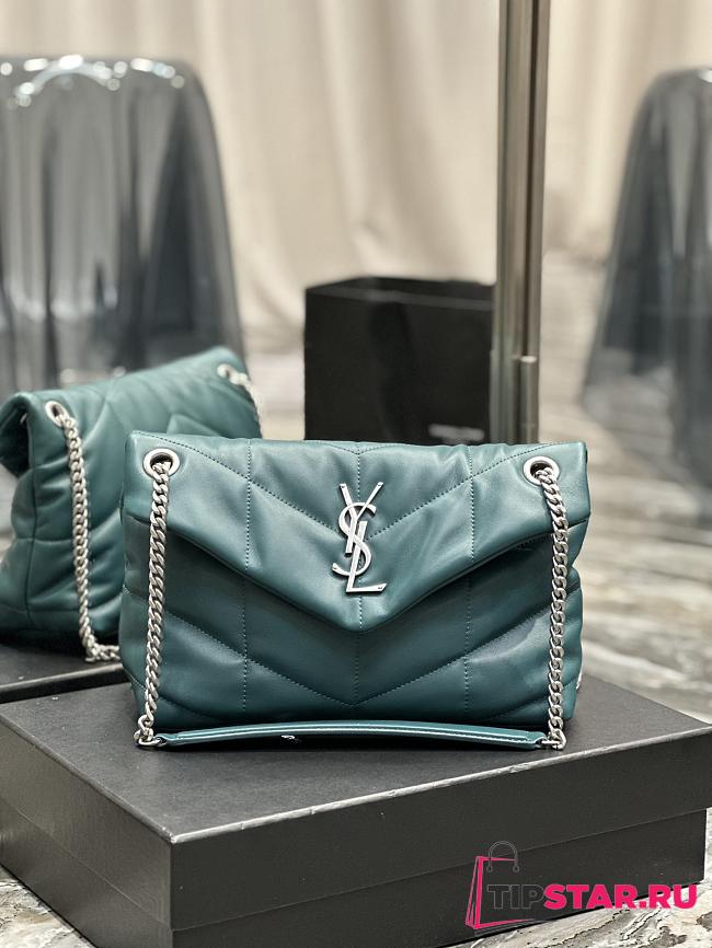 YSL Loulou Turquoise Green With Silver Buckle Size 29x17x11 cm - 1
