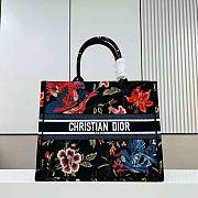Large Dior Book Tote Black Multicolor Dior Birds Embroidery Size 42x35x18.5 cm - 1