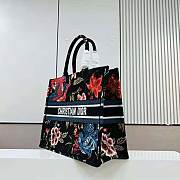 Large Dior Book Tote Black Multicolor Dior Birds Embroidery Size 42x35x18.5 cm - 3