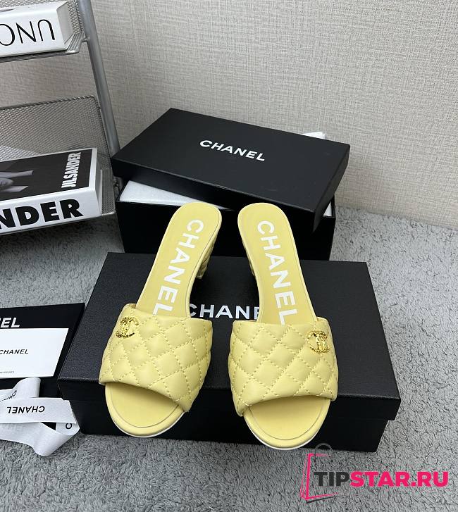 Chanel Yellow Slippers  - 1
