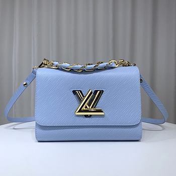 Louis Vuitton Twist MM Bleu Nuage Blue M21721 Size 23x17x9.5 cm