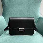 YSL Fermoir Flap Satchel Bag Leather Black Size 24x7x17 cm - 1