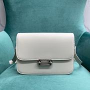 YSL Fermoir Flap Satchel Bag Leather White Size 24x7x17 cm - 1