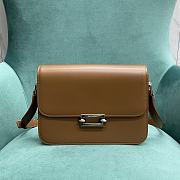 YSL Fermoir Flap Satchel Bag Leather Brown Size 24x7x17 cm - 1