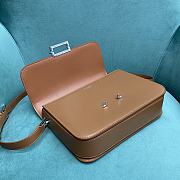YSL Fermoir Flap Satchel Bag Leather Brown Size 24x7x17 cm - 3