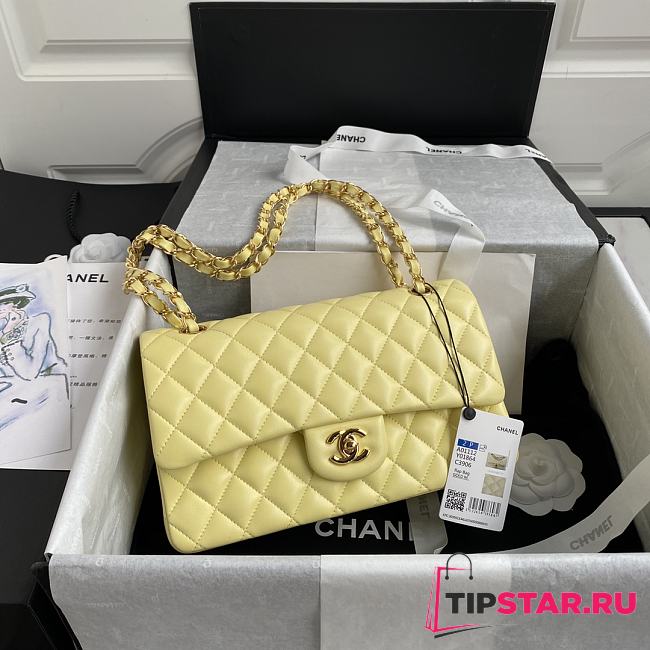 Chanel Classic Handbag Yellow A01112 Size 15.5×25.5×6.5 cm  - 1