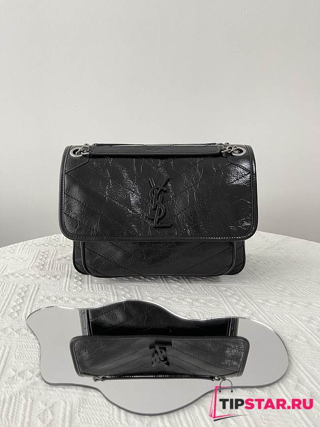 YSL Niki Medium Chain Bag In Crinkled Vintage Leather Black Size 28x20x8,5 cm - 1