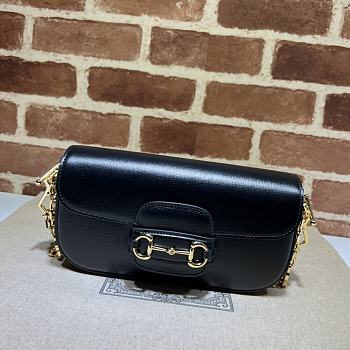 Gucci Horsebit 1955 Small Shoulder Bag Black Leather Size 24x13x5 cm