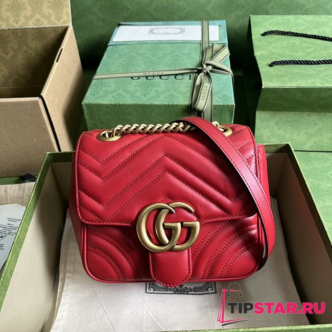 GG Marmont Mini Shoulder Bag Red Size 18x13.5x8 cm - 1