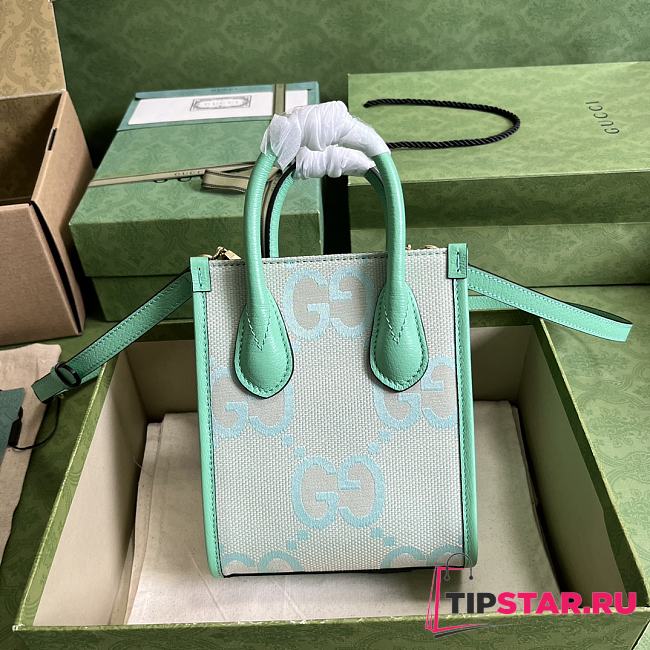 Gucci Jumbo GG Mini Tote Bag Beige And Mint Size 16x20x7 cm - 1