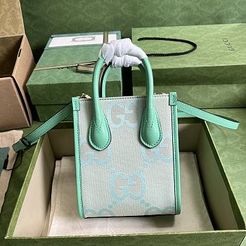 Gucci Jumbo GG Mini Tote Bag Beige And Mint Size 16x20x7 cm
