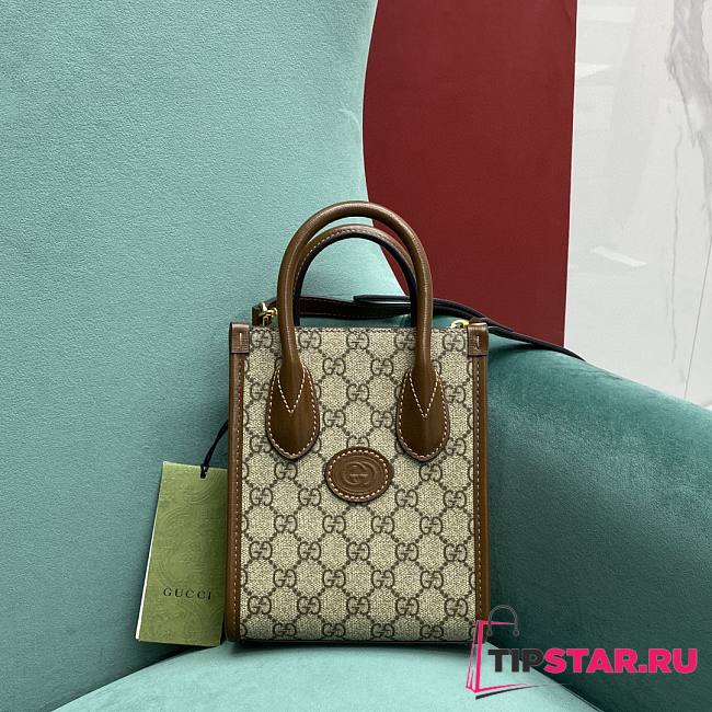 Gucci Mini Tote Bag With Interlocking G Brown Size 16×19×7 cm - 1