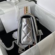 Chanel Mini Flap Bag With Top Handle Silver Size 14 × 20 × 7.5 cm - 5