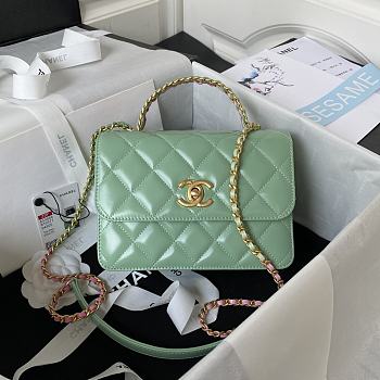 Chanel Mini Flap Bag With Top Handle Light Green Size 14 × 20 × 7.5 cm
