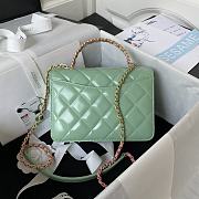 Chanel Mini Flap Bag With Top Handle Light Green Size 14 × 20 × 7.5 cm - 5