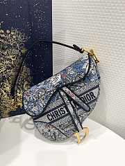 Saddle Bag Denim Multicolor Dior Jardin Magique Embroidery Size 25.5x20x6.5 cm - 1