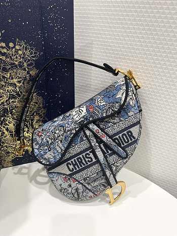 Saddle Bag Denim Multicolor Dior Jardin Magique Embroidery Size 25.5x20x6.5 cm