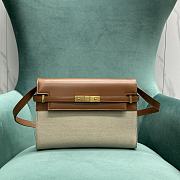 YSL Manhattan Shoulder Bag In Canvas And Leather Natural Beige & Brick Size 29x20x7,5 cm - 1