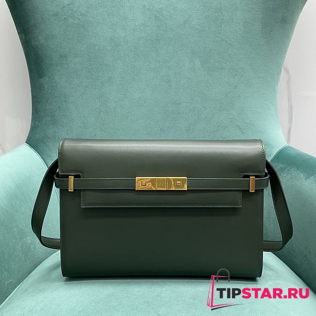 YSL Manhattan Shoulder Bag Dark Green Size 29x20x7,5 cm - 1