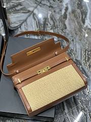 YSL Manhattan Shoulder Bag In Raffia And Vegetable-Tanned Leather Size 29x20x7,5 cm - 3