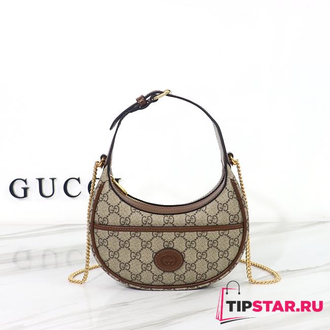 Gucci Half Moon Shaped Mini Bag Beige And Ebony Size 22x12.5x5 cm - 1