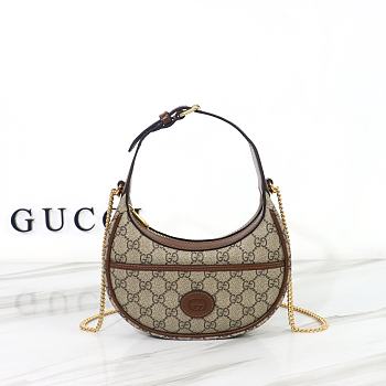 Gucci Half Moon Shaped Mini Bag Beige And Ebony Size 22x12.5x5 cm