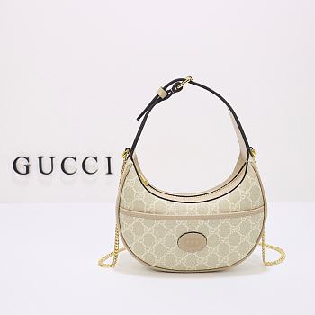 Gucci Half Moon Shaped Mini Bag Beige And White Size 22x12.5x5 cm