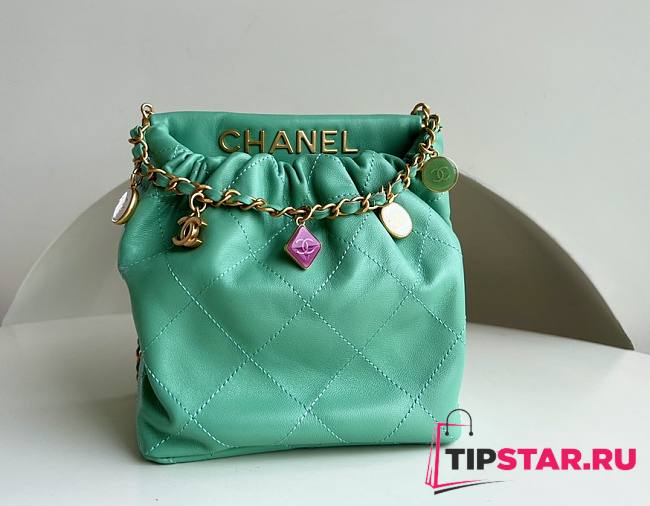 Chanel Small Bucket Bag AS3793 Green Size 17×16×7 cm - 1