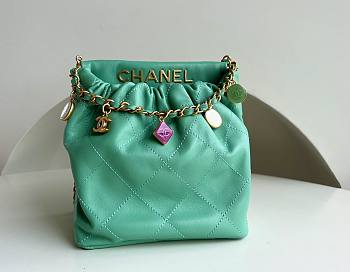 Chanel Small Bucket Bag AS3793 Green Size 17×16×7 cm