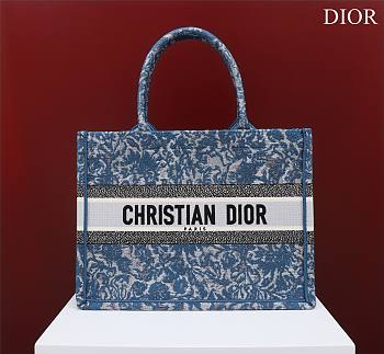 Medium Dior Book Tote Blue Dior Brocart Embroidery With Denim Effect Size 36x27.5x16.5 cm