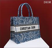 Medium Dior Book Tote Blue Dior Brocart Embroidery With Denim Effect Size 36x27.5x16.5 cm - 3