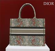 Medium Dior Book Tote Metallic Green Dior Brocart Embroidery Size 36x27.5x16.5 cm - 3