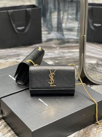 YSL Kate Small Chain Bag In Grain De Poudre Embossed Leather Black Size 20x12,5x5 CM