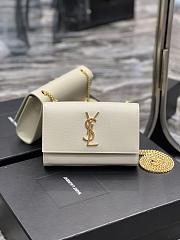 YSL Kate Small Chain Bag In Grain De Poudre Embossed Leather Blanc Vintage Size 20x12,5x5 CM - 1