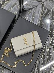 YSL Kate Small Chain Bag In Grain De Poudre Embossed Leather Blanc Vintage Size 20x12,5x5 CM - 2