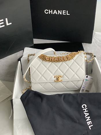 Chanel Small Flap Bag White Leather AS3241 Size 15x23x7 cm