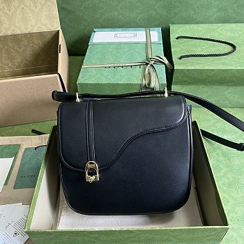 Gucci Equestrian Inspired Black Shoulder Bag Size 21x20x7 cm