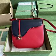 Gucci Equestrian Inspired Blue And Red Shoulder Bag Size 21x20x7 cm - 1