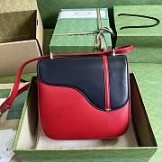 Gucci Equestrian Inspired Blue And Red Shoulder Bag Size 21x20x7 cm - 3