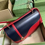 Gucci Equestrian Inspired Blue And Red Shoulder Bag Size 21x20x7 cm - 2